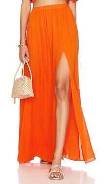 Anna Nata Flowy Orange Cassidy Skirt Size S